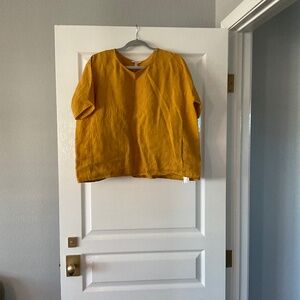 Eileen Fisher linen short sleeve blouse , s/p